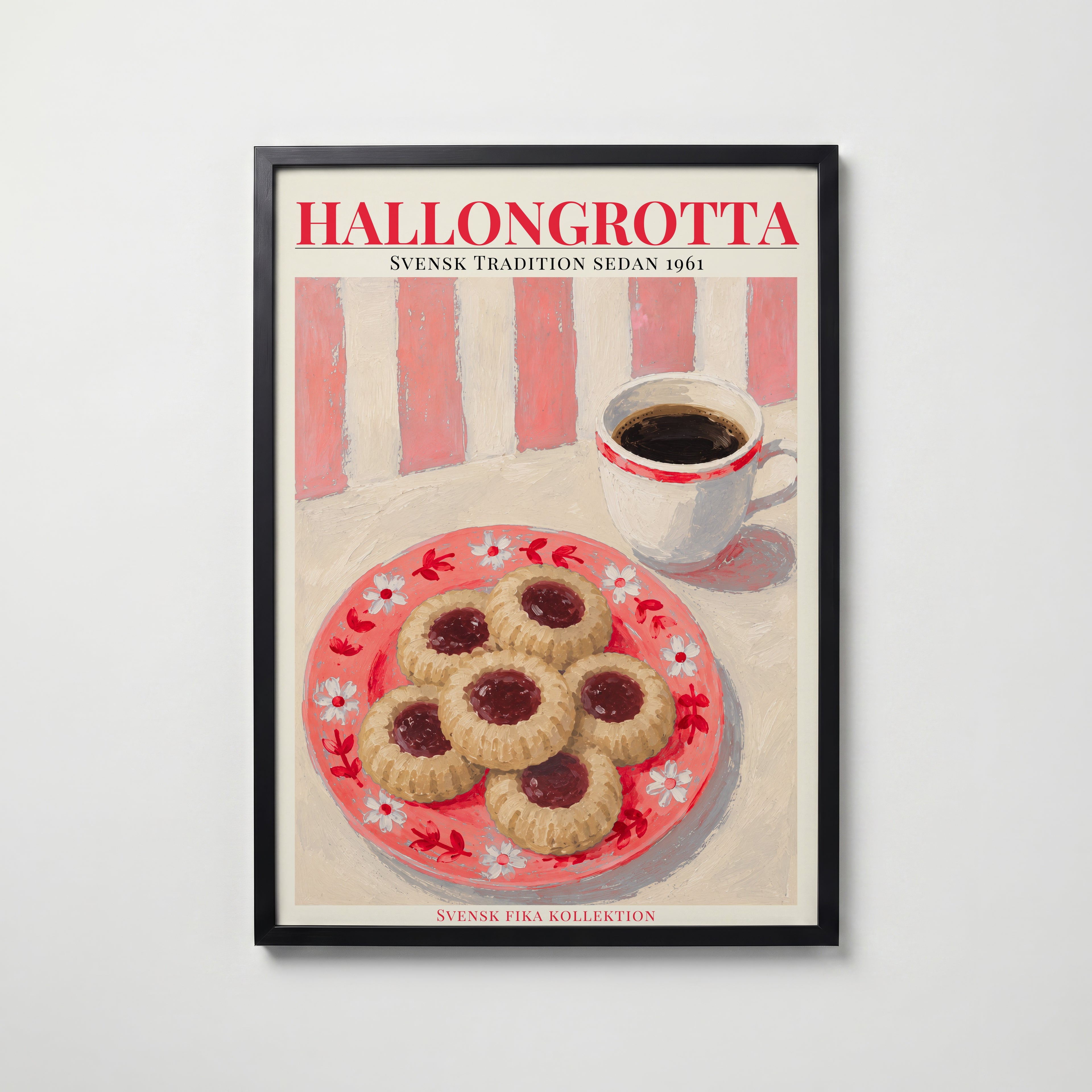 Hallongrotta Poster – svart ram