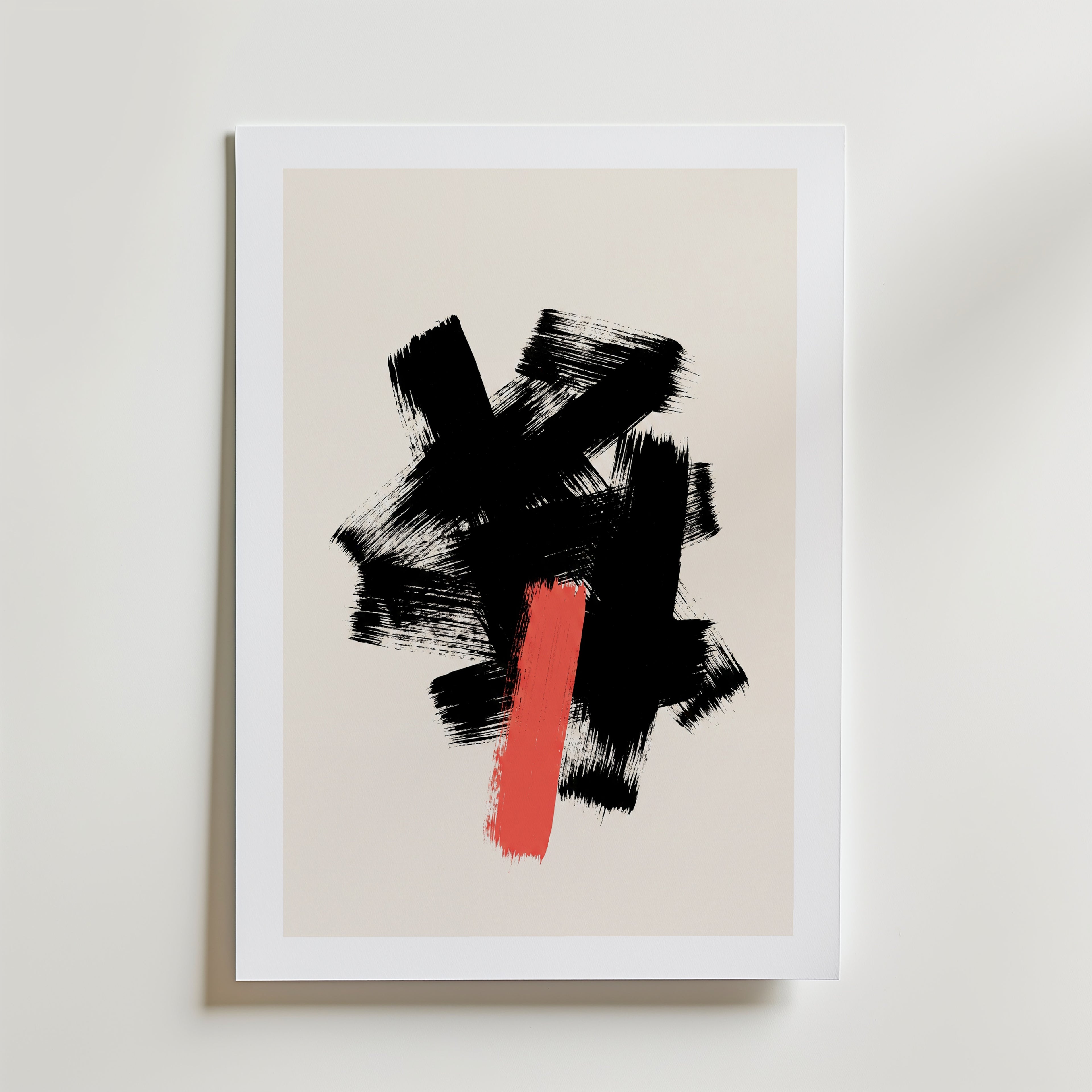 Ink & Coral Poster – med passepartout
