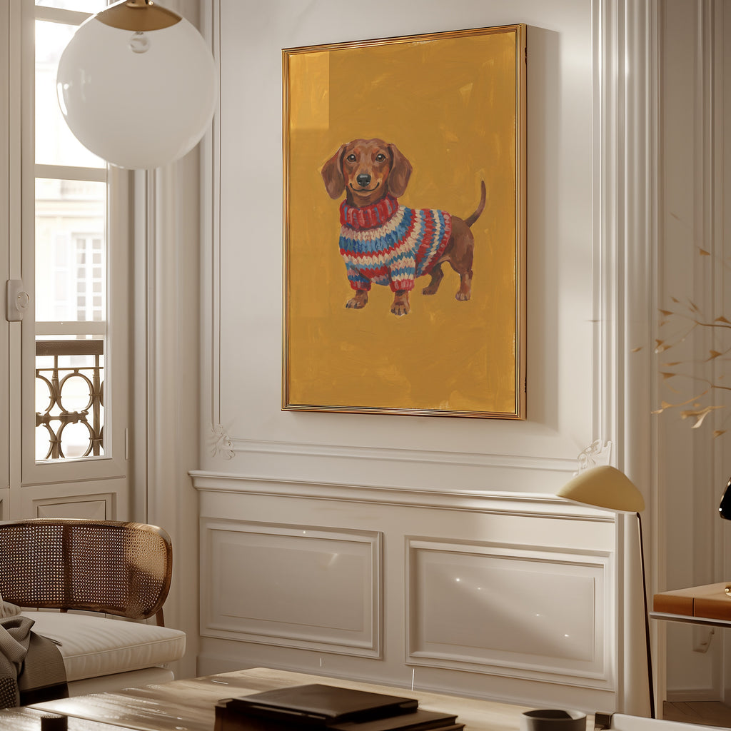 Knitted Dachshund Poster – i rum 4