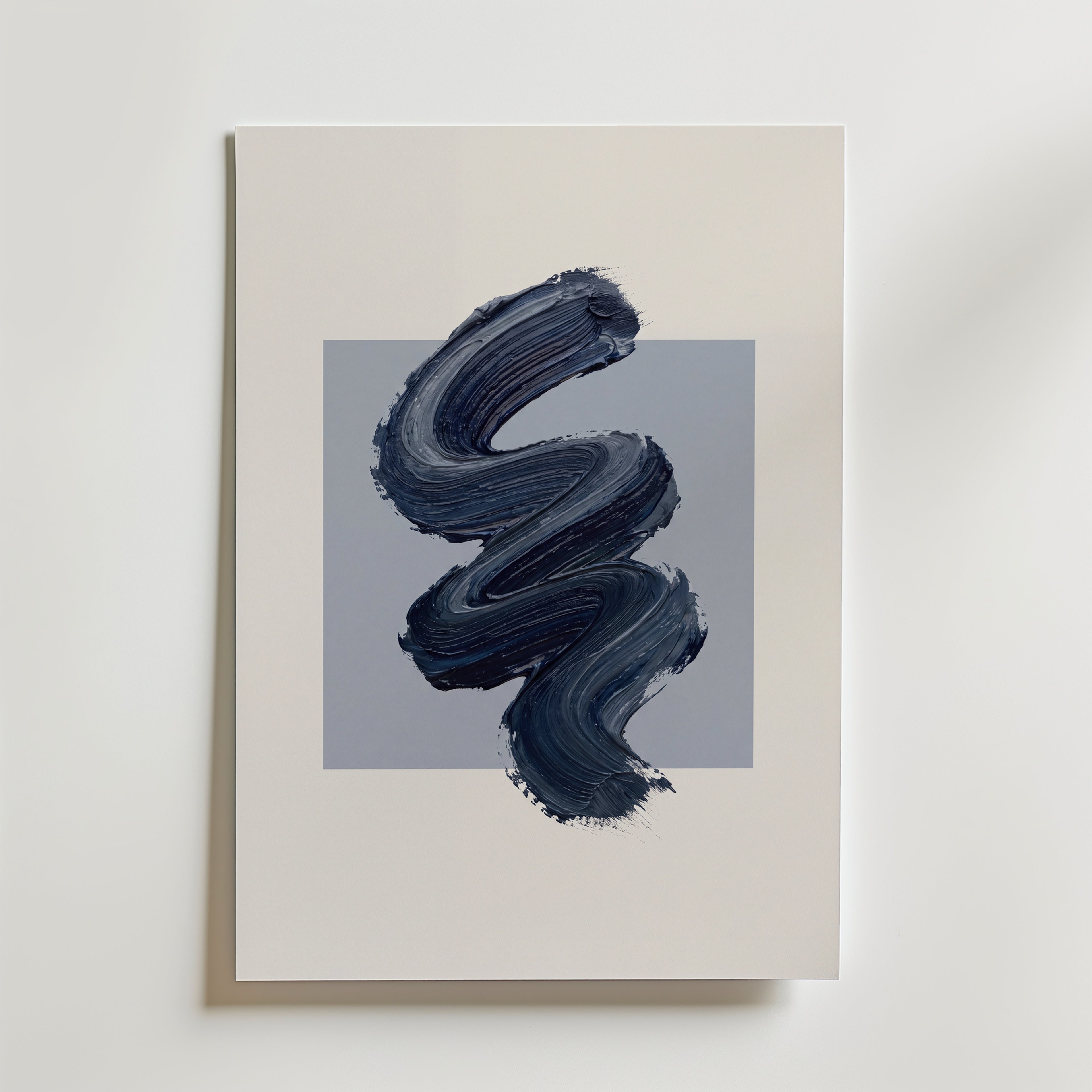 Navy Zigzag Poster – canvas utan passepartout