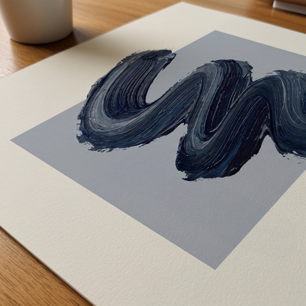 Navy Zigzag Poster – närbild på papper