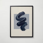 Navy Zigzag Poster – svart ram