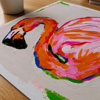 Neon Flamingo Poster – närbild på papper