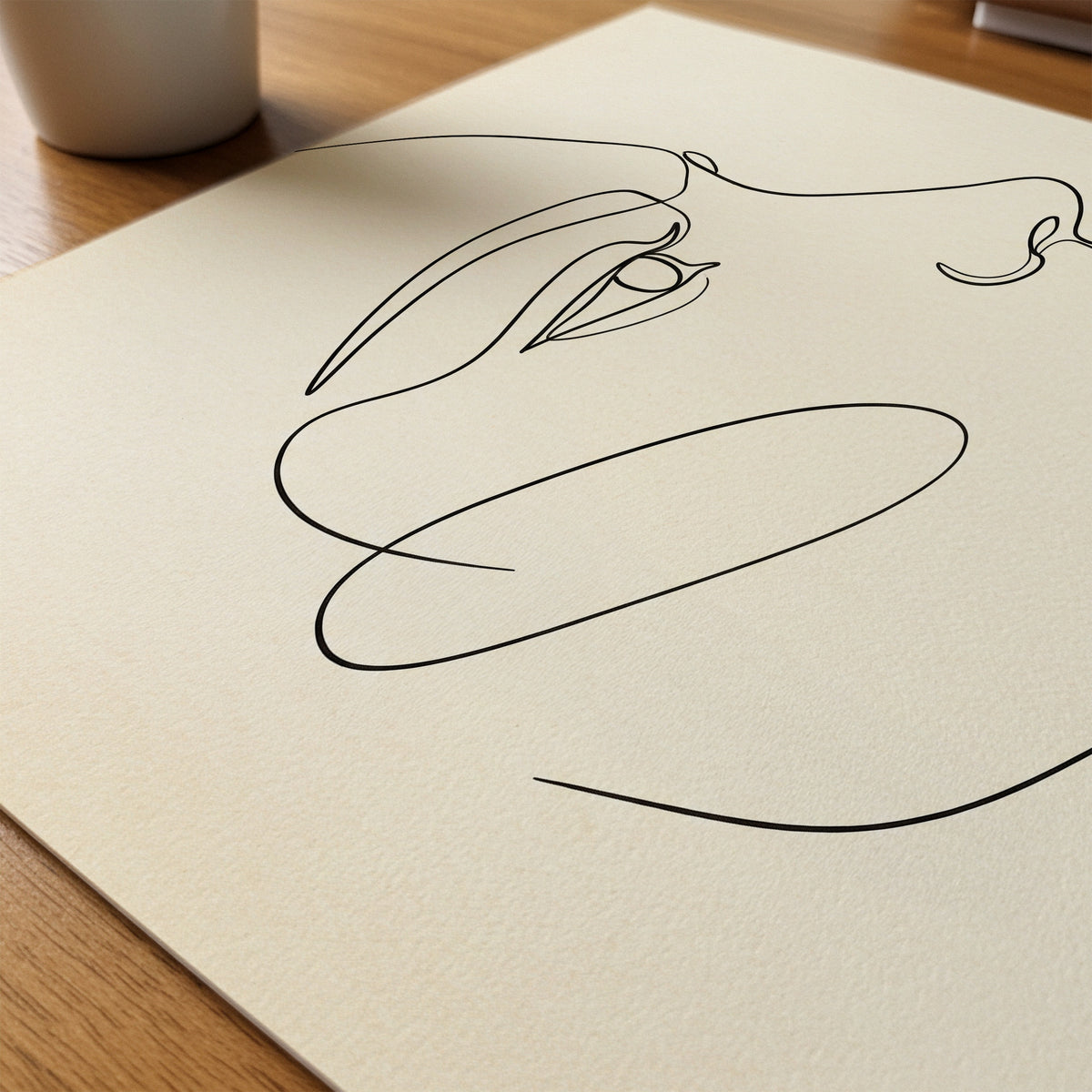 One Line Face Poster – närbild på papper