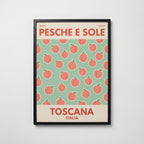 Tuscan Peaches Poster – svart ram