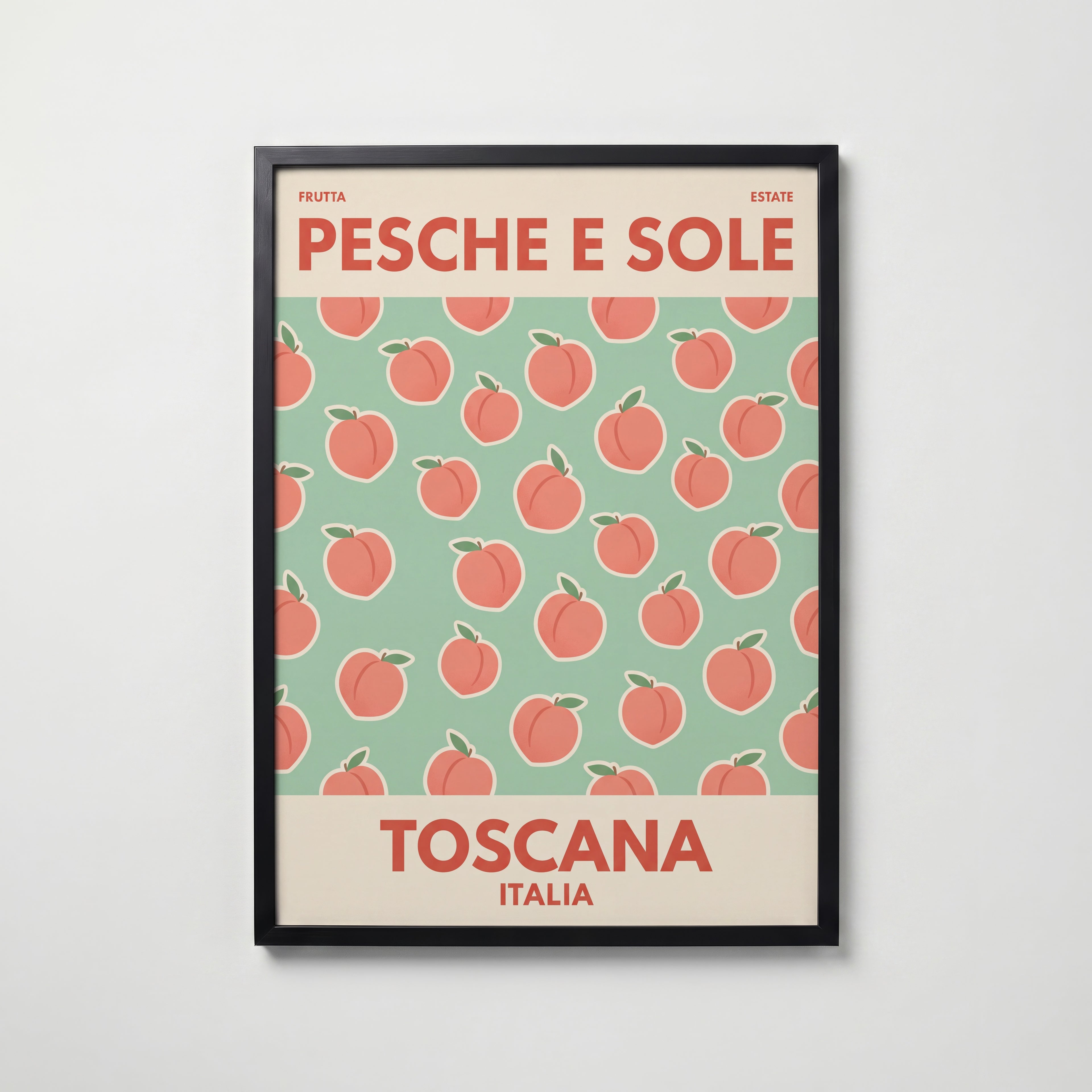 Tuscan Peaches Poster – svart ram