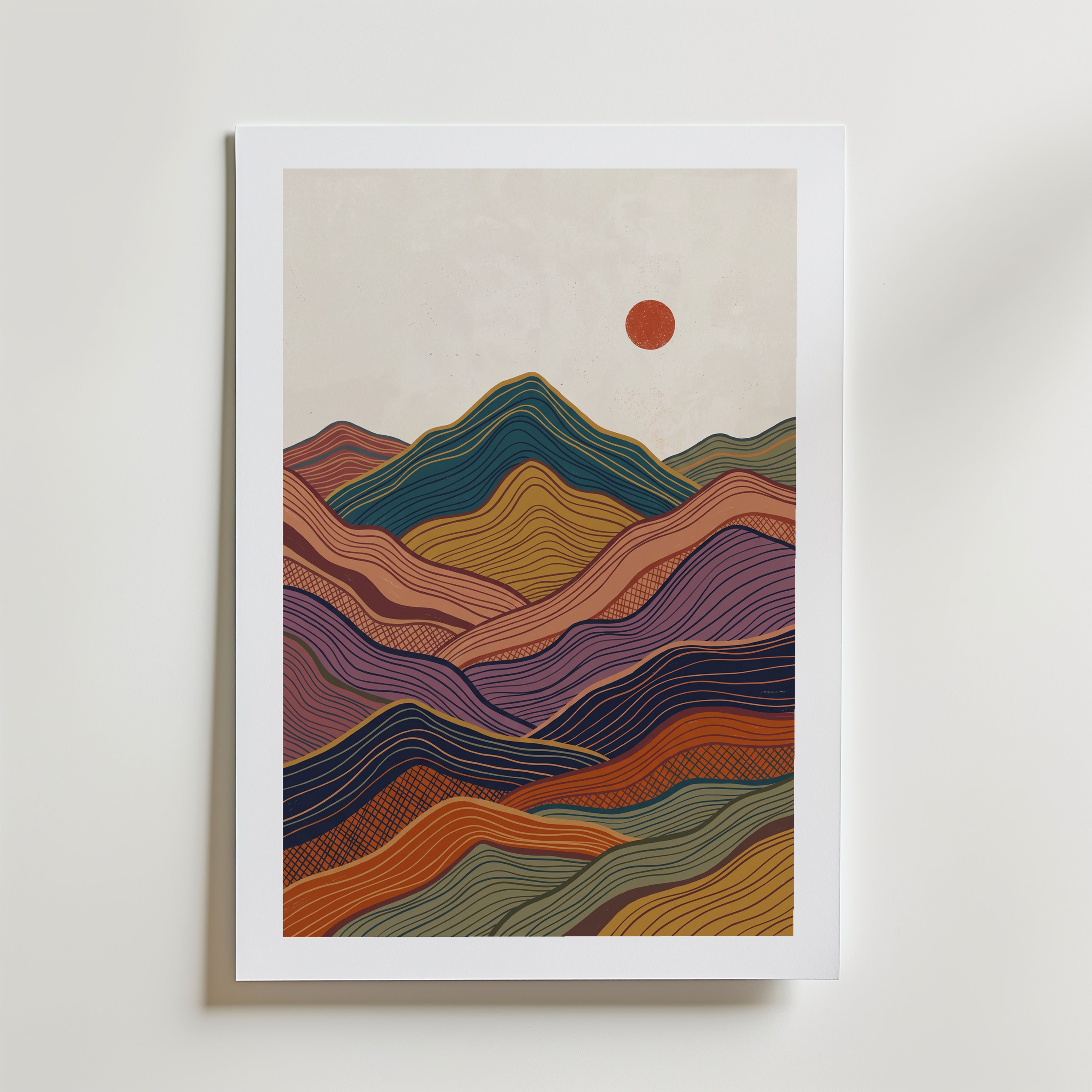 Painted Peaks Poster – med passepartout