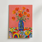 Poppies in Blue Poster – canvas utan passepartout