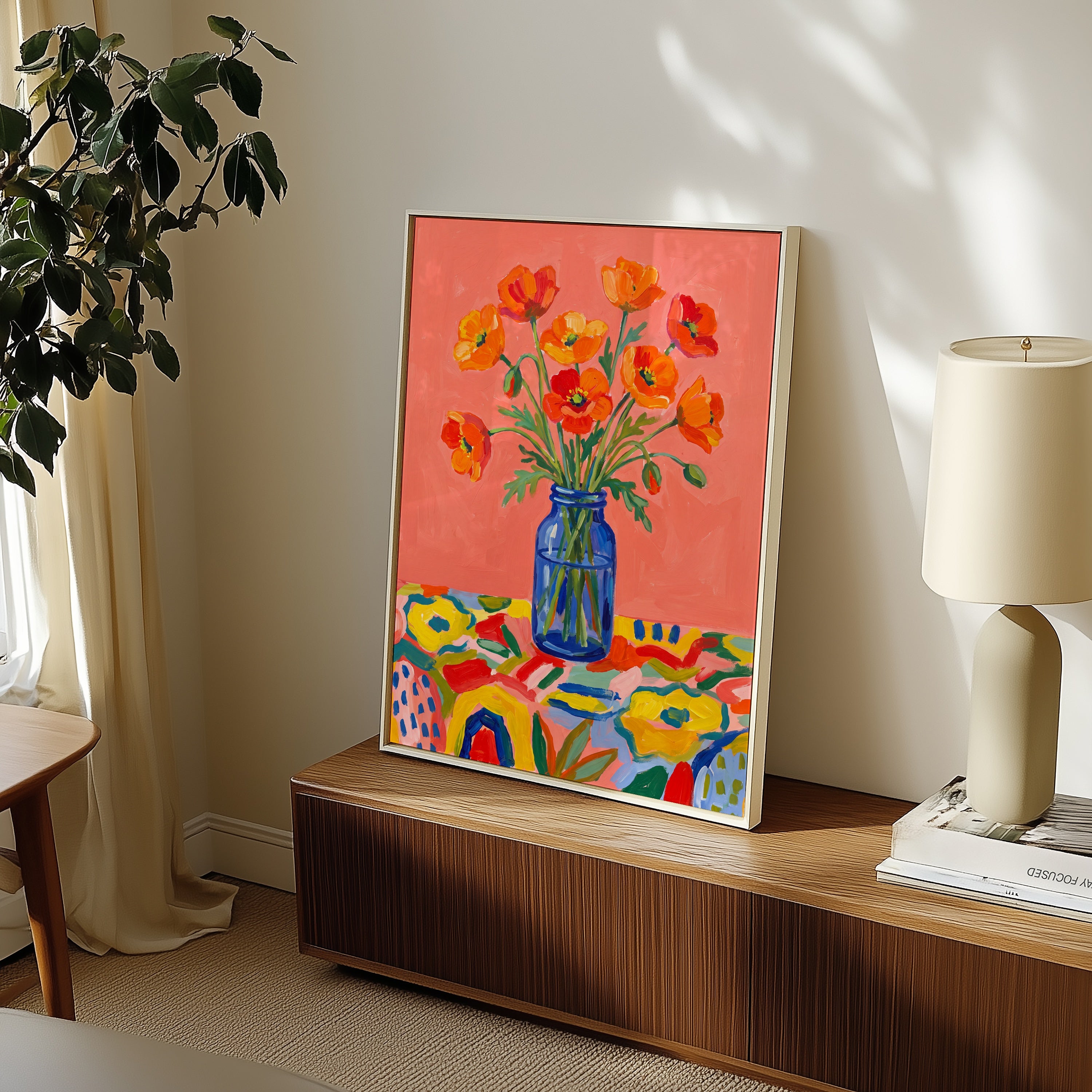Poppies in Blue Poster – i rum 1