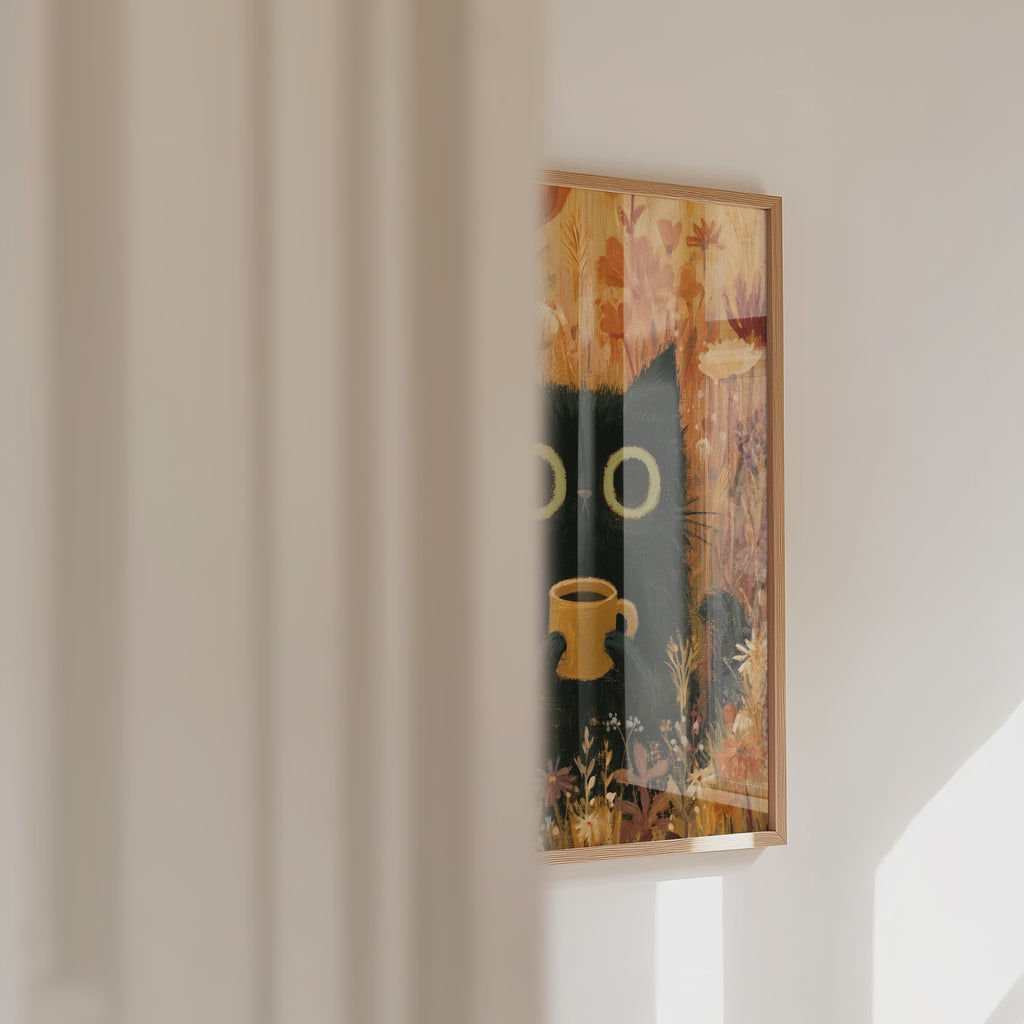 Cat in Orange Meadow Poster – väggvideo