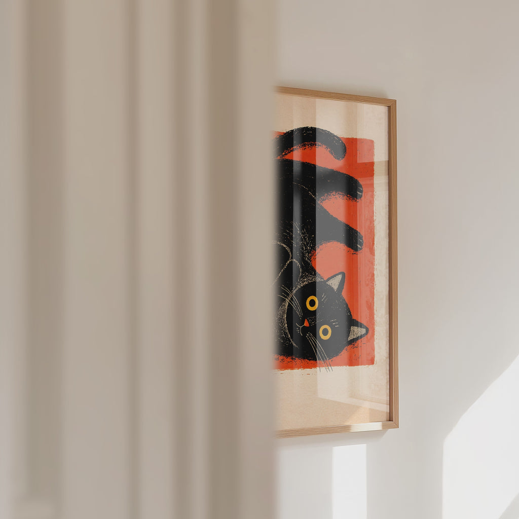 Curled Black Cat Poster – väggvideo