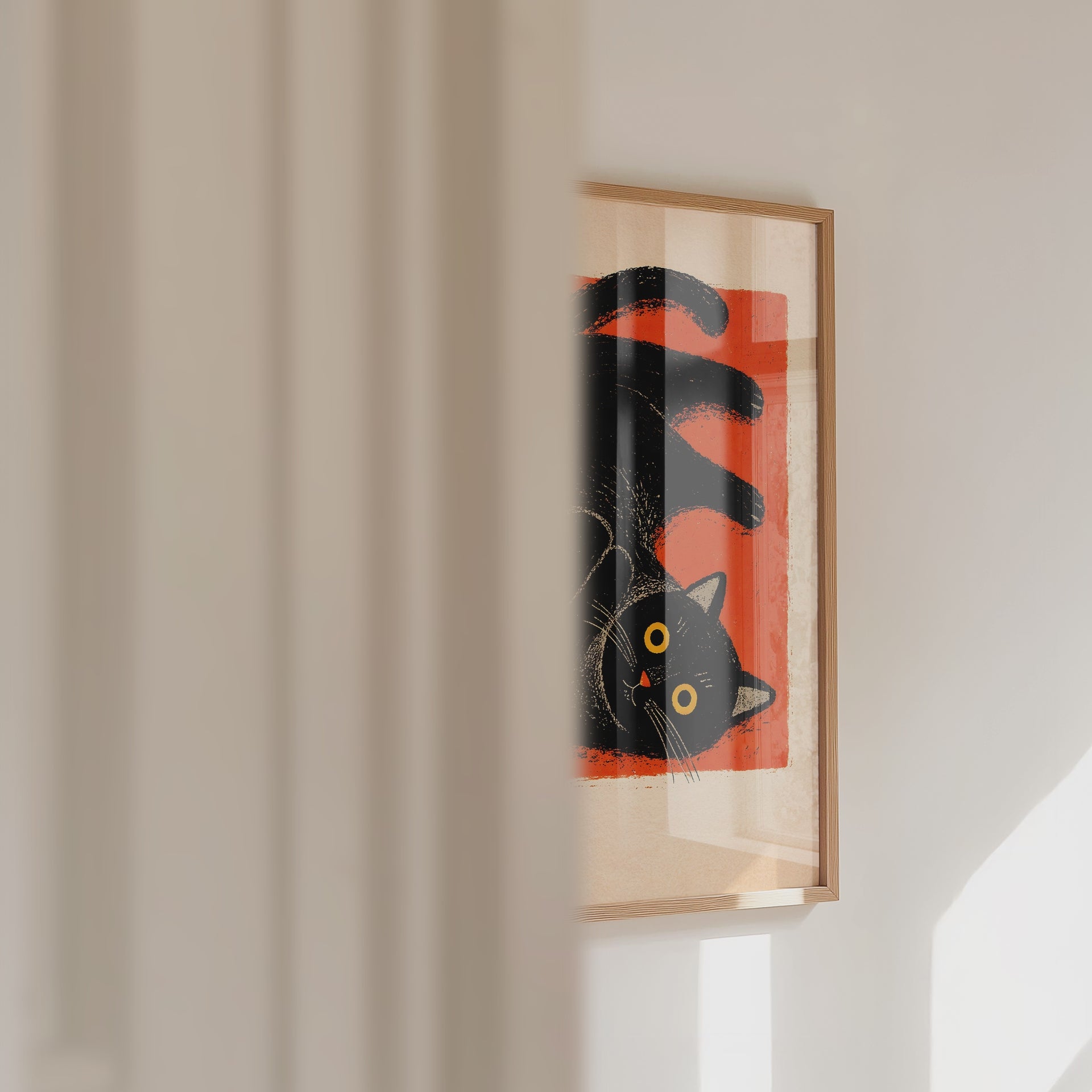 Curled Black Cat Poster – väggvideo