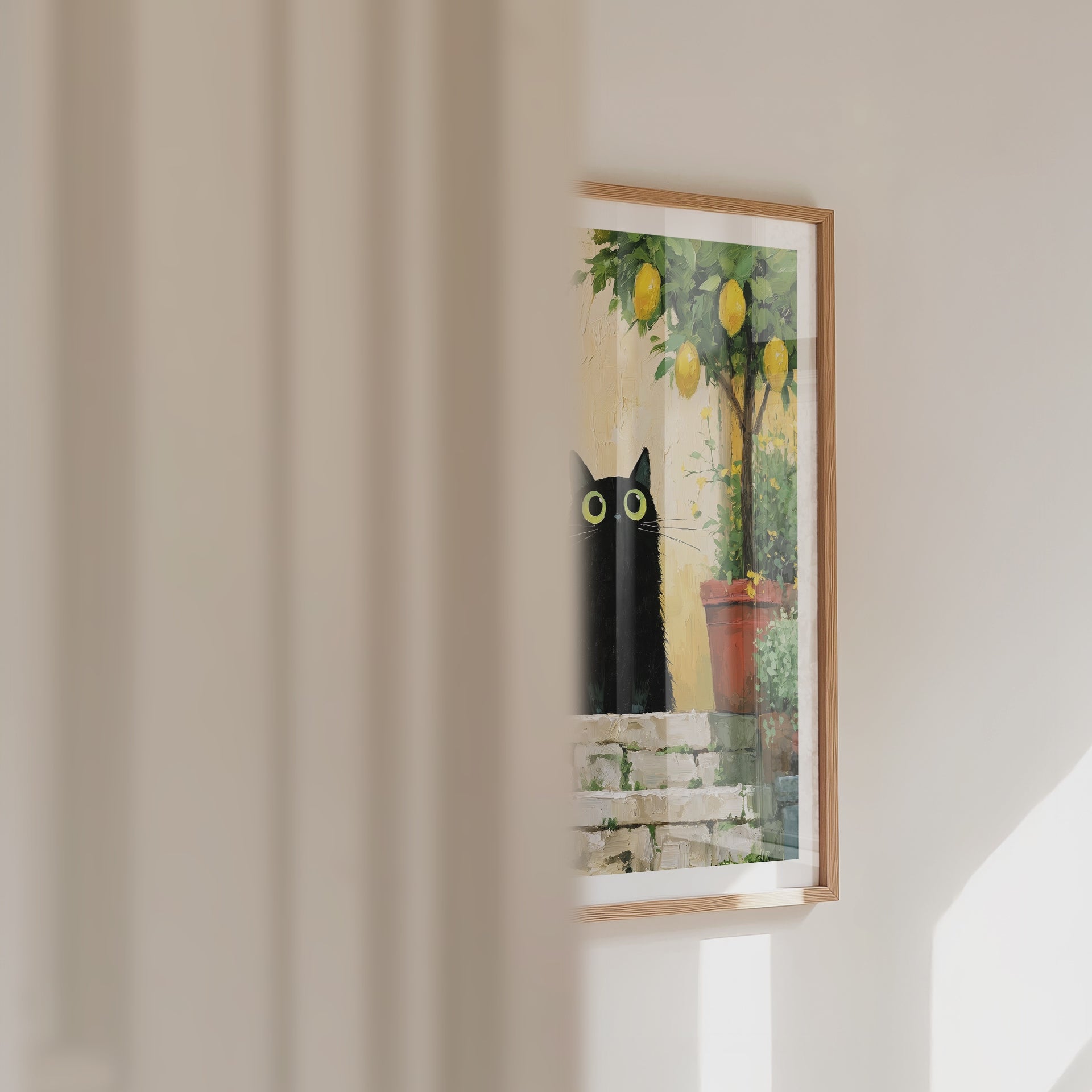 Cat in Lemon Garden Poster – väggvideo