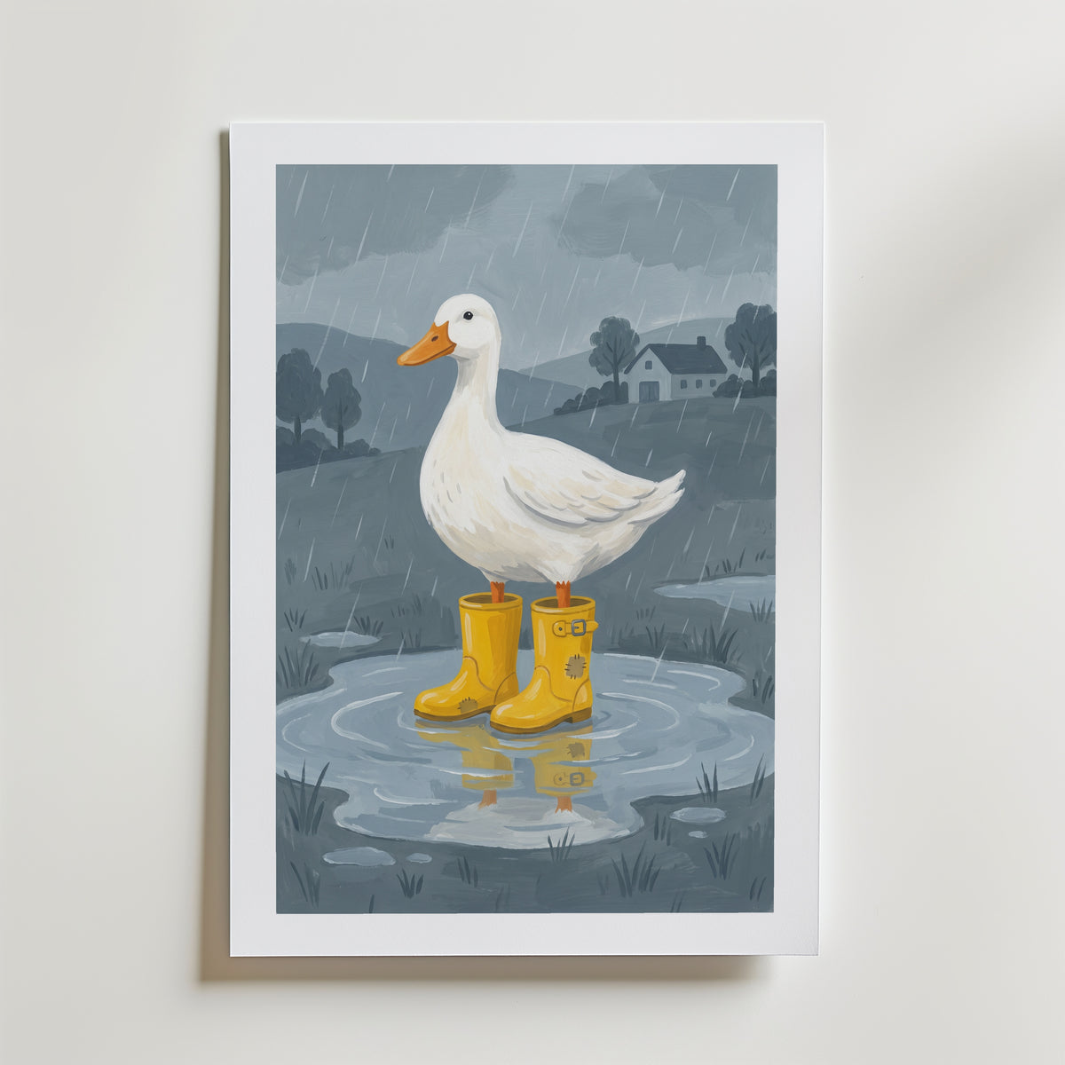 Rain Boot Duck Poster – med passepartout