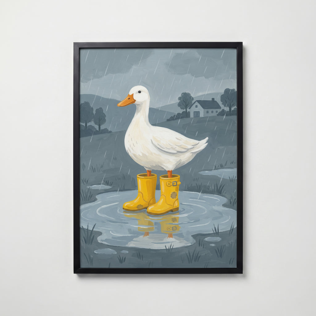 Rain Boot Duck Poster – svart ram
