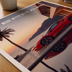 Riviera Supercar Poster – närbild på papper