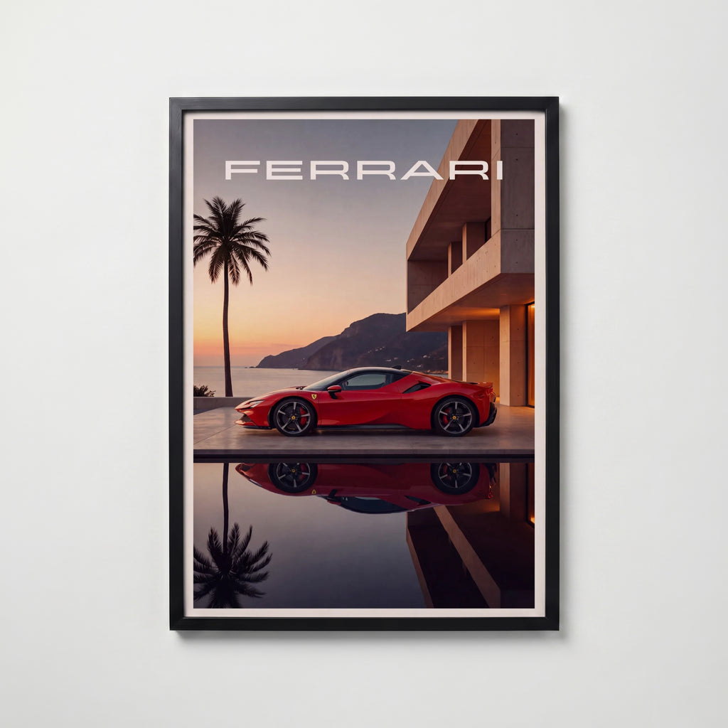 Riviera Supercar Poster – svart ram