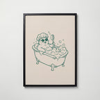 Shower Cat Poster – svart ram