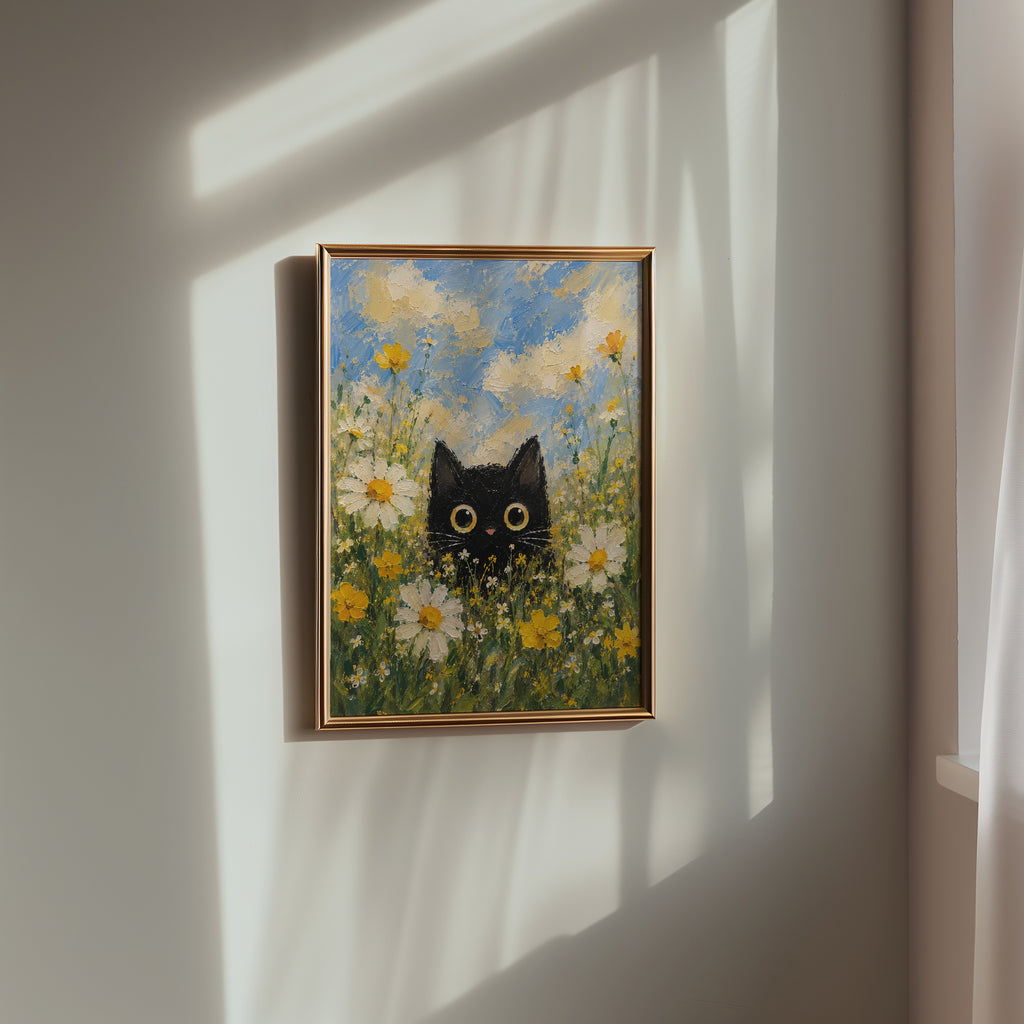 Summer Cat Poster inramad i inrett rum