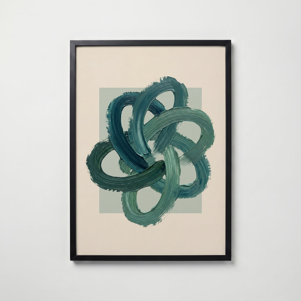 Teal Knot Poster – svart ram