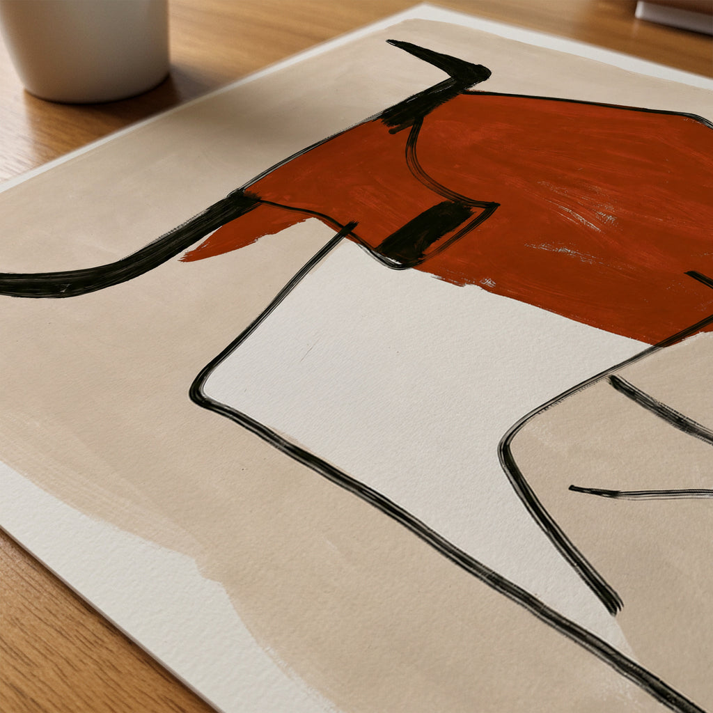 Terracotta Bull Poster – närbild på papper