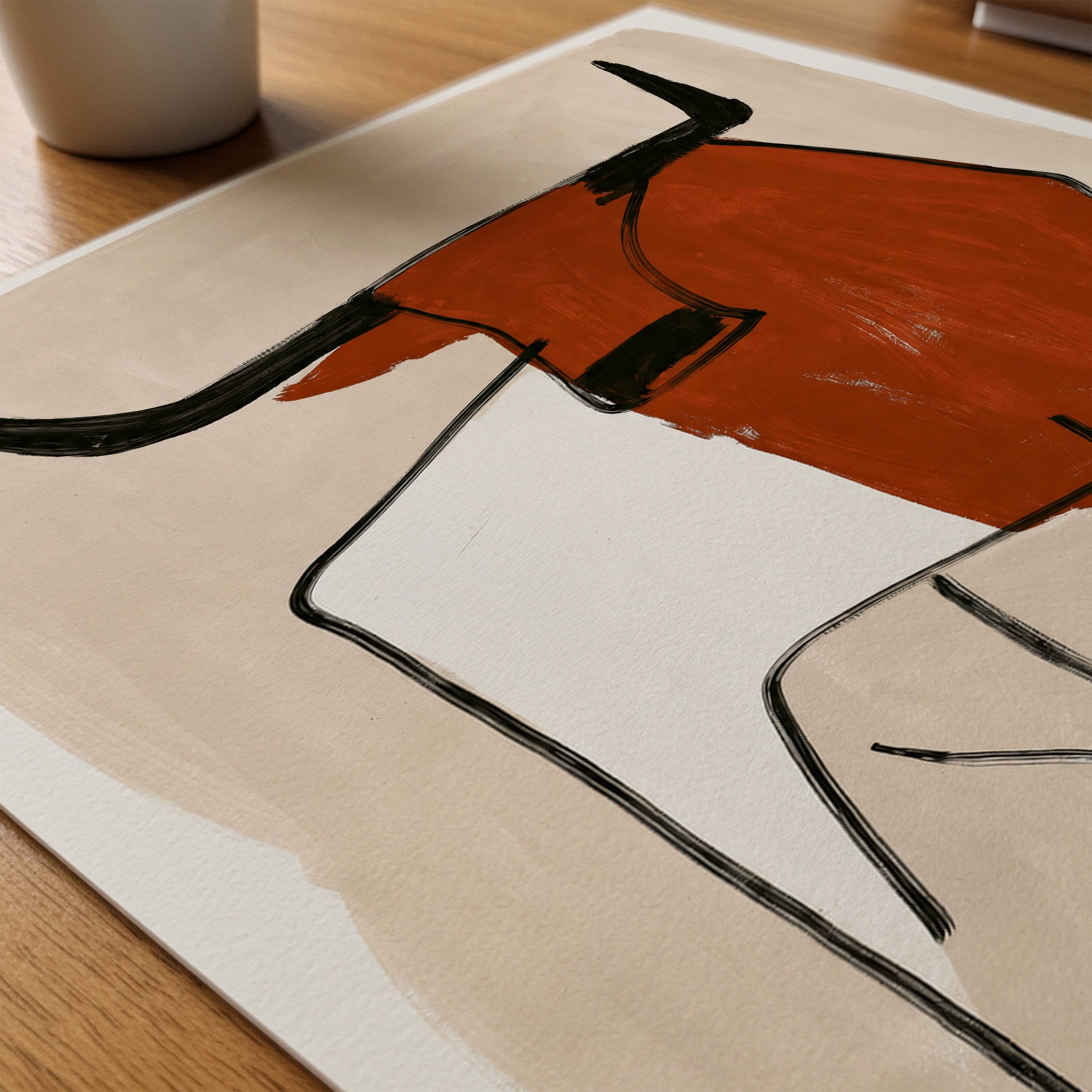 Terracotta Bull Poster – närbild på papper