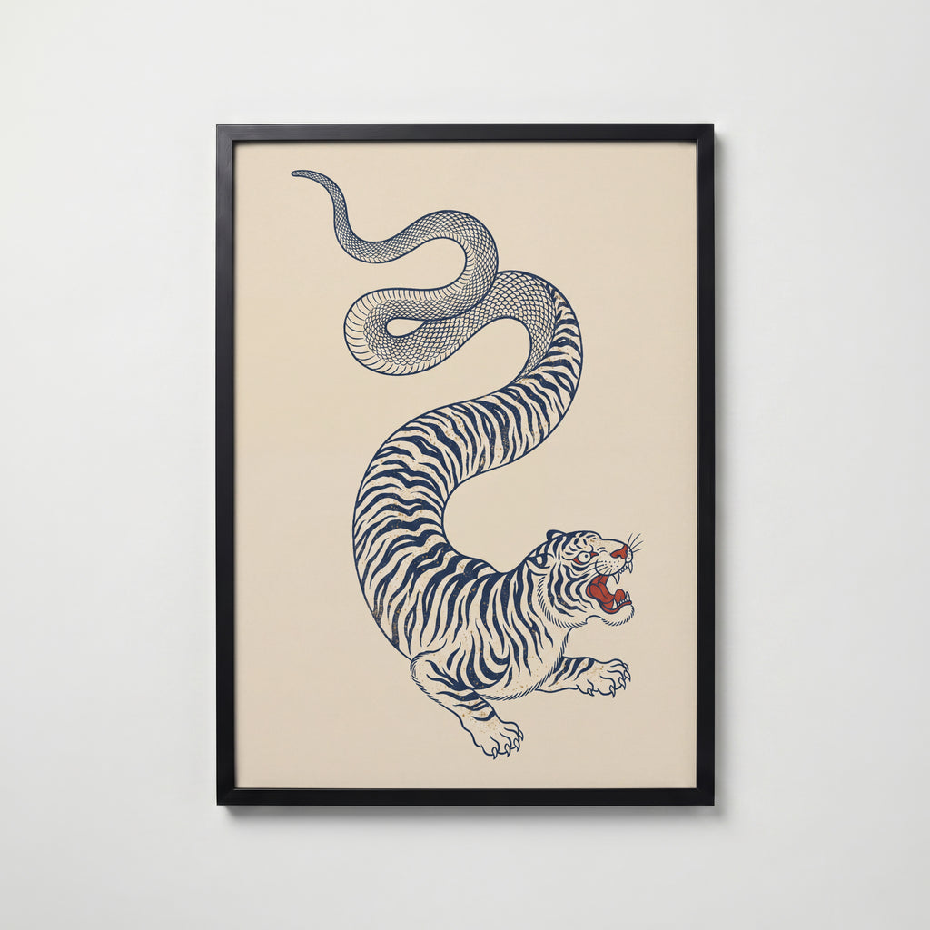 Tiger Serpent II Poster – svart ram