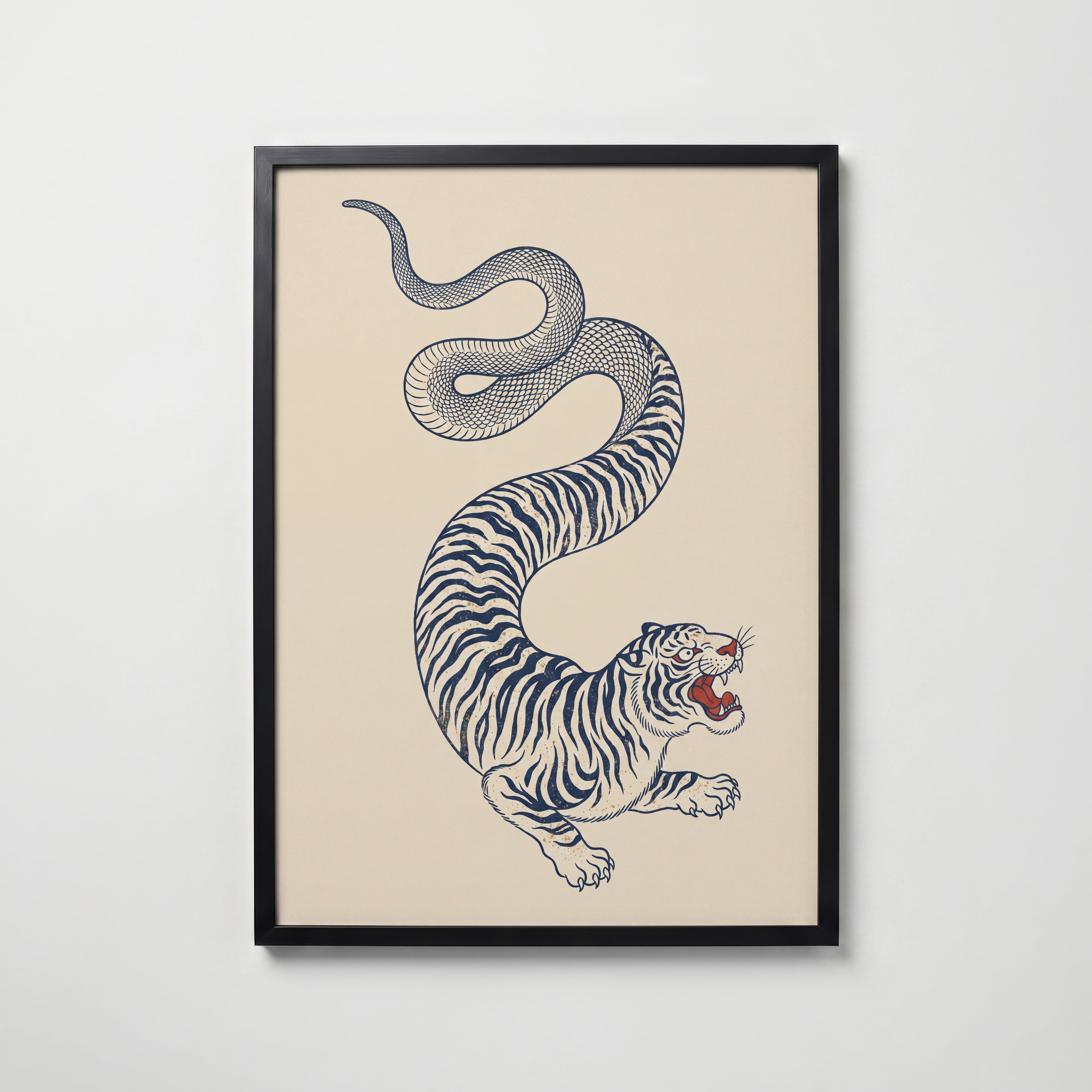 Tiger Serpent II Poster – svart ram