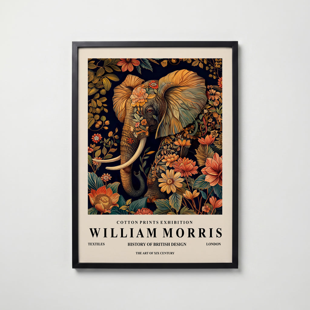William Morris Elephant Poster – svart ram