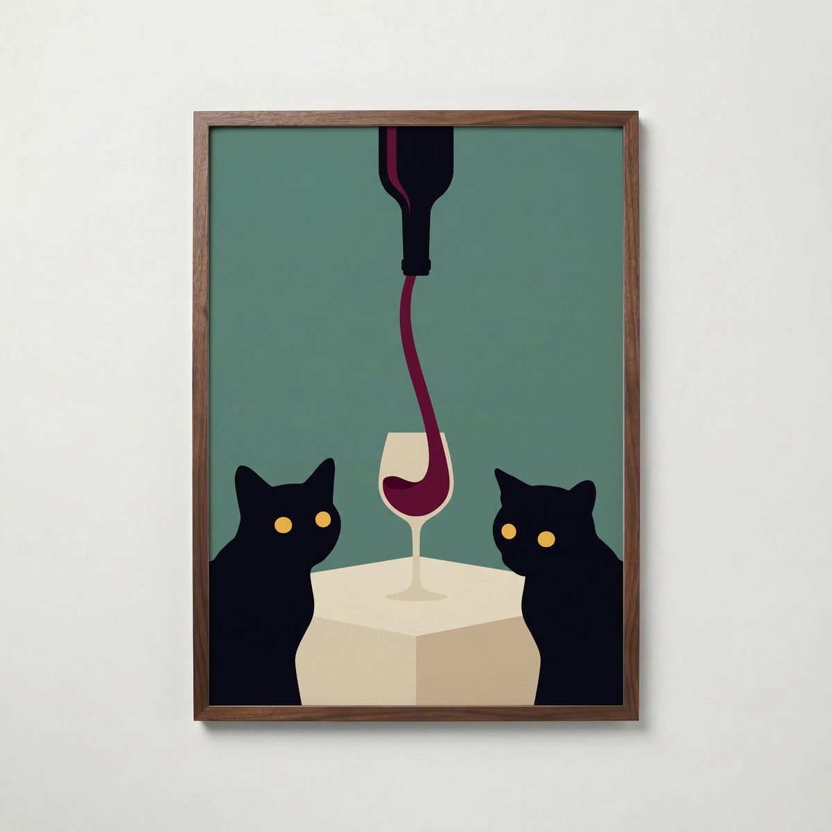 Wine & Cats Poster – valnötsram