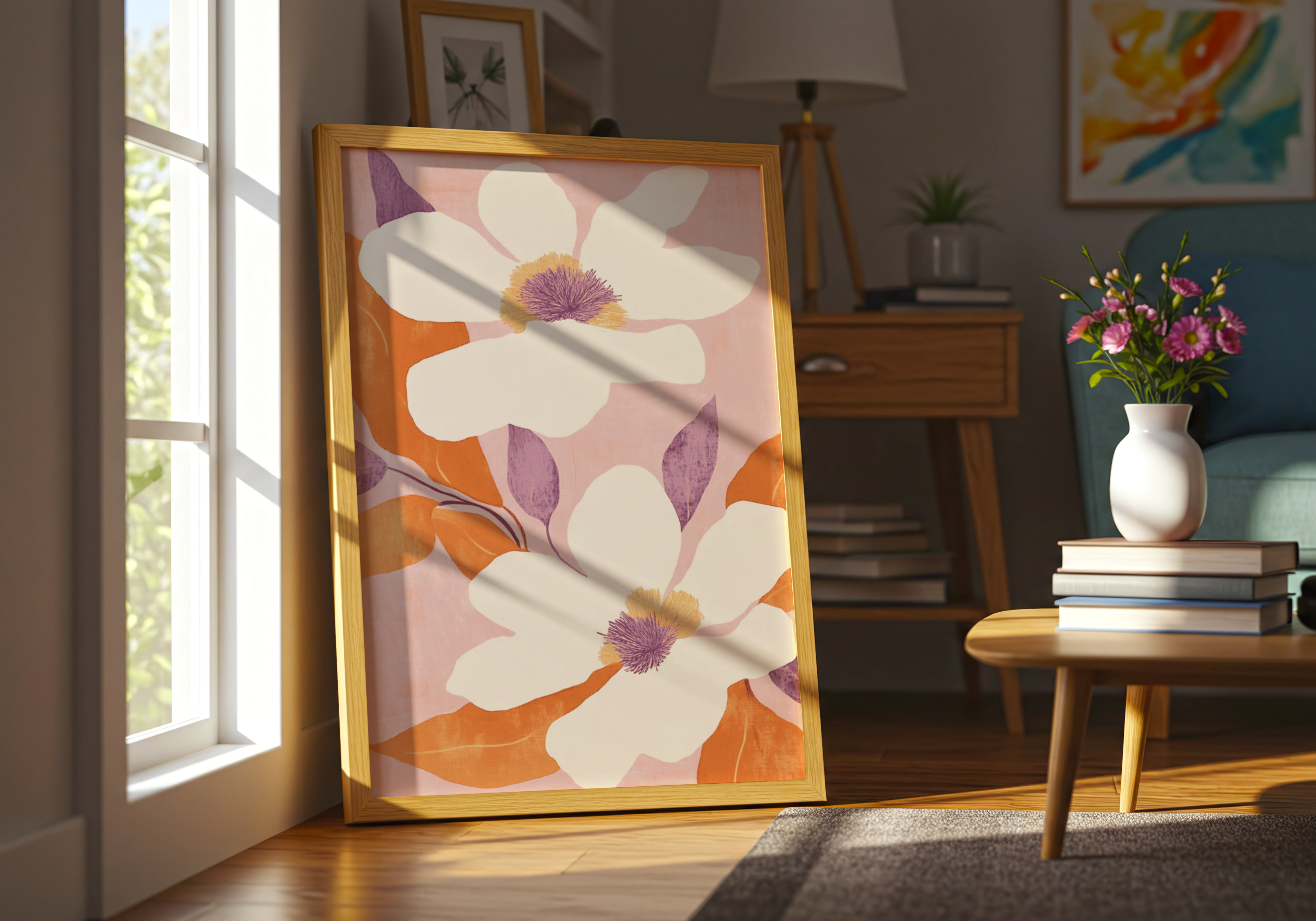 Pink Peony Flower Poster