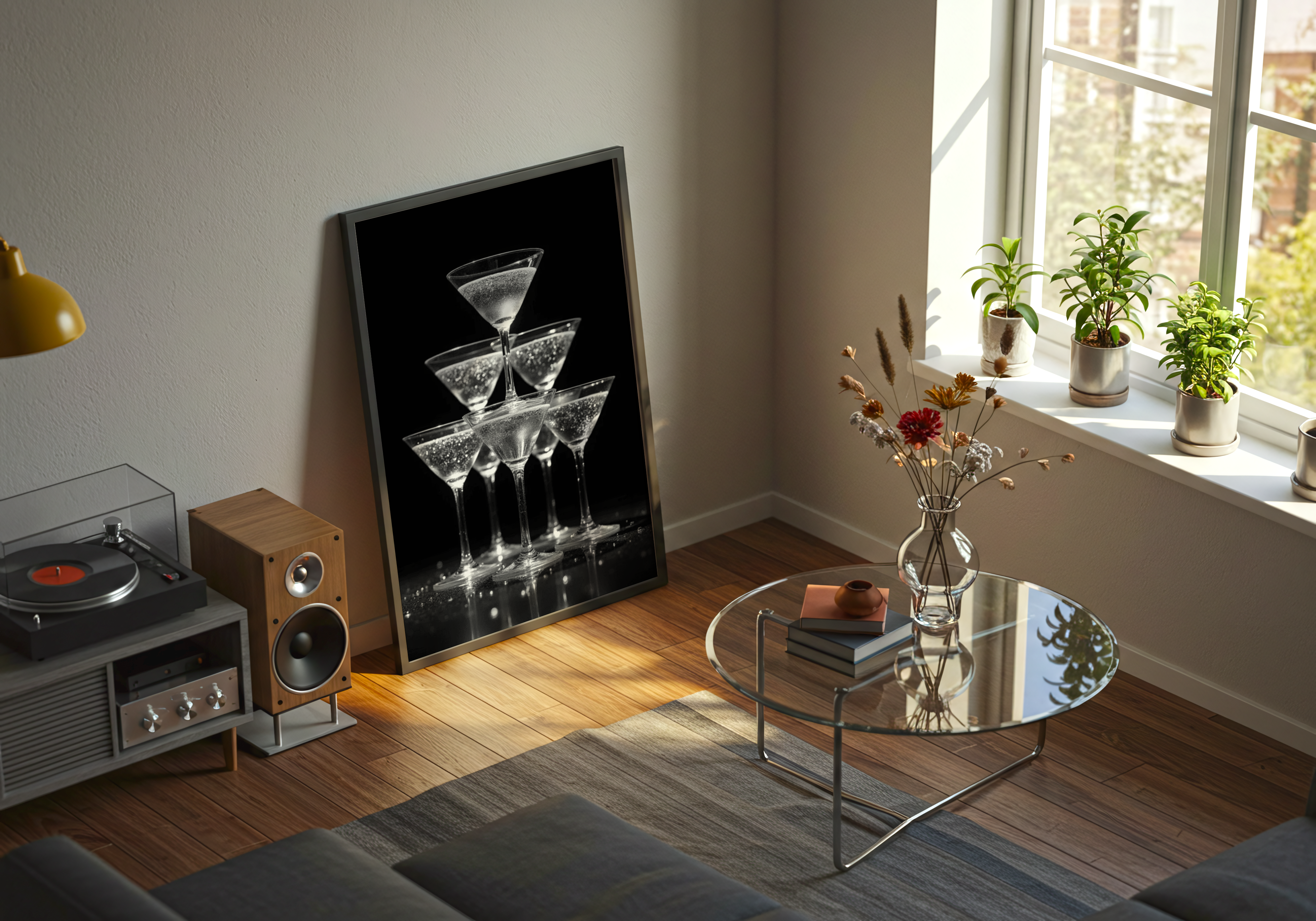 Champagne Glas Pyramid Drink Poster