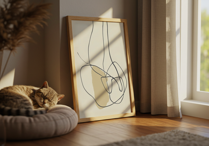 Beige Abstract Line Motion Poster